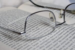 Book and glasses