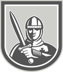 Crusader Knight With Sword Front Crest