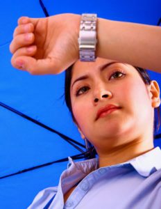 Woman Holding An Umbrella Late For An Appointment